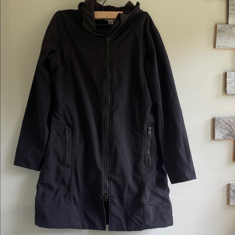 Elegant Black Hooded Trench Coat
